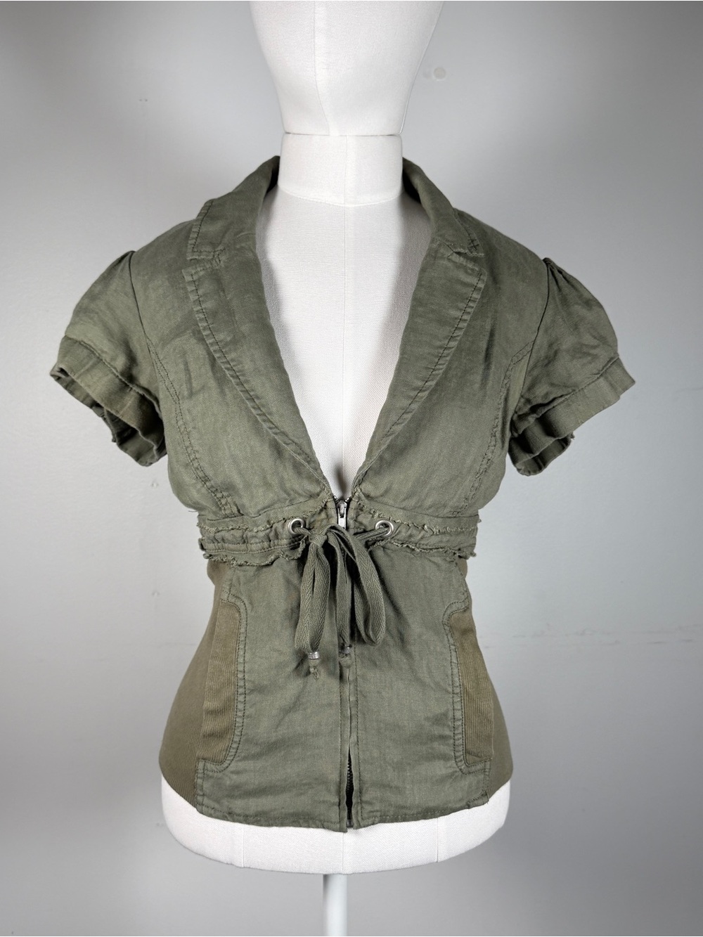 Guess Olive Short Sleeve Utility Jacket with Drawstring